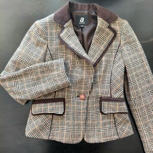 Women's VTG Wool Blend Plaid Blazer Size Small